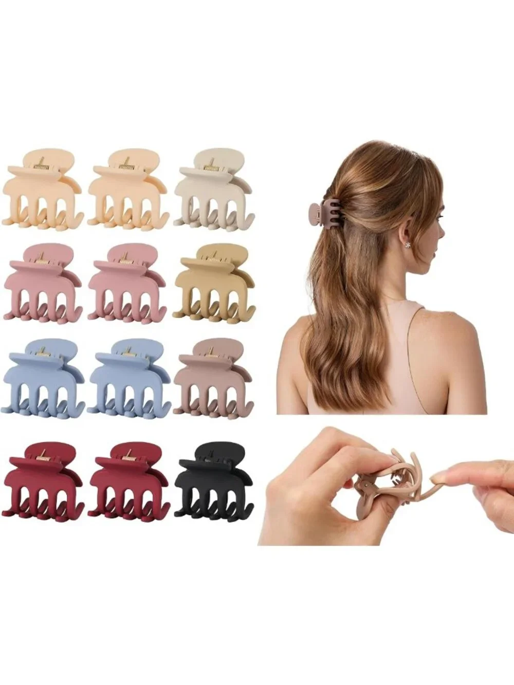 12Pcs Small Silicone Hair Clips for Women | Flexible Claw Clips for Short Hair